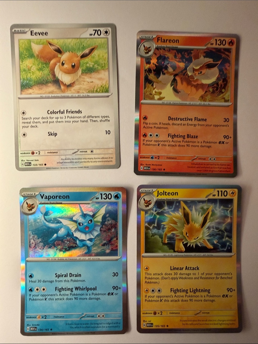 (4) Pokemon Scarlet & Violet 151 Eevee, Flareon, Jolteon, Vaporeon